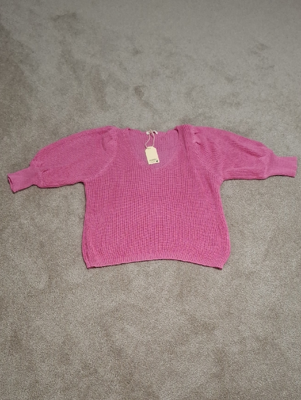 NWT JODIFL Pink Puff-Sleeve Crewneck Sweater